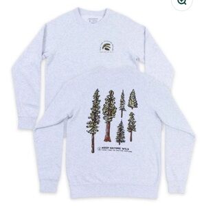Keep Nature Wild Gray Study Conifers Unisex Crewneck Sweatshirt in Ash